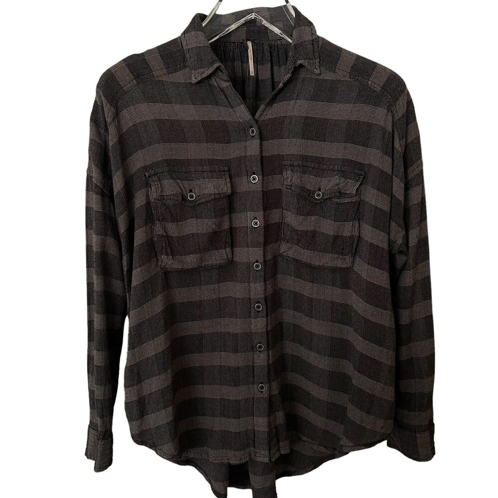 🌵 Free People Women's Fawn Over You Relaxed Boho Rayon Button-Down Shirt - XS